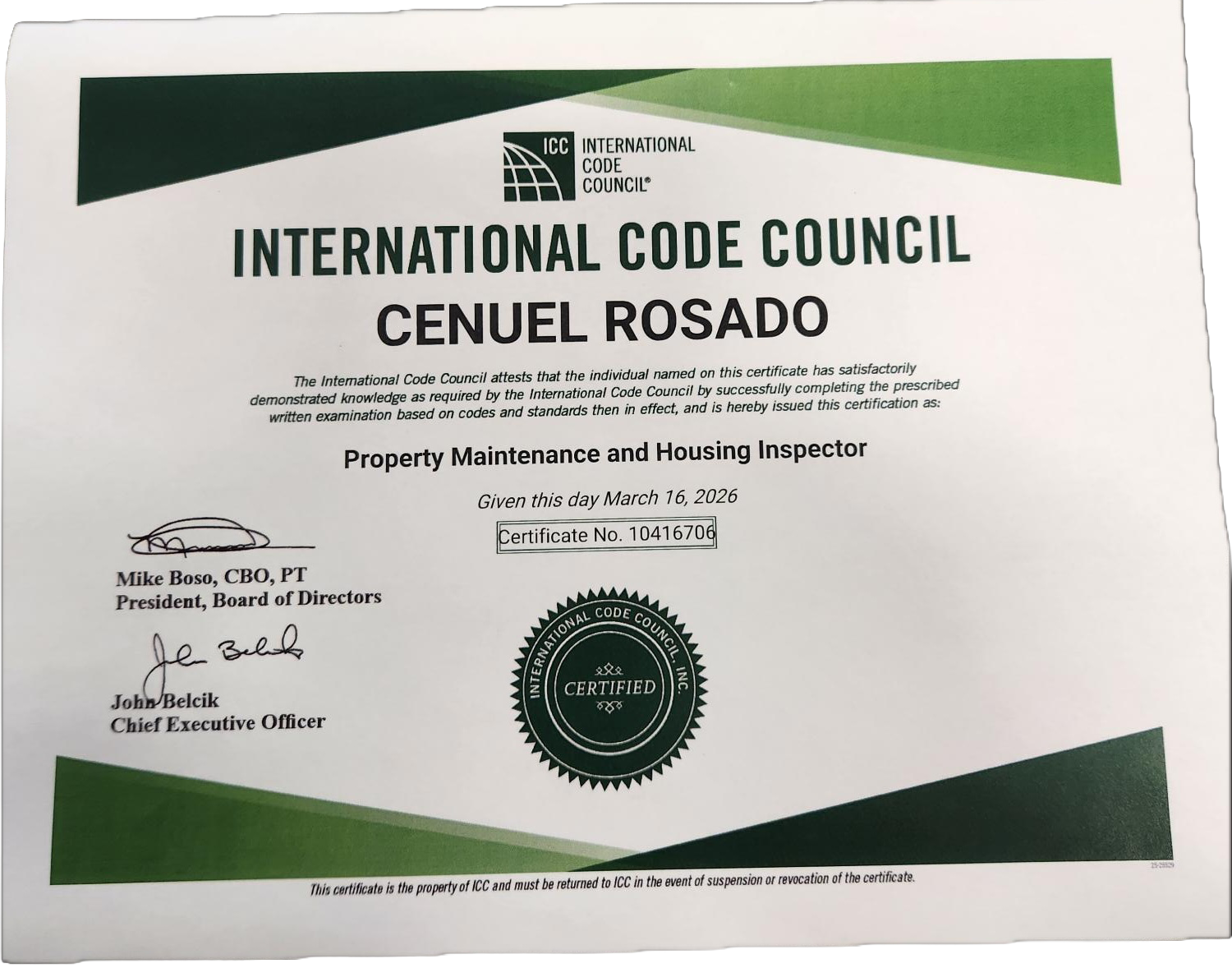 Cenuel Certification